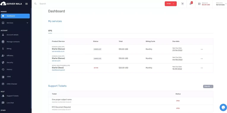 Virtual Machine Dashboard Management